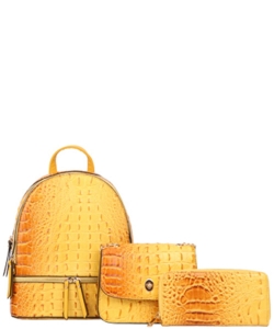 3in1 Ostrich Croc Backpack CY-7285S MUSTARD